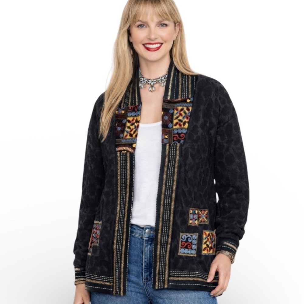 Johnny Was Biya heavily embroidered Cobble cardigan NWT
